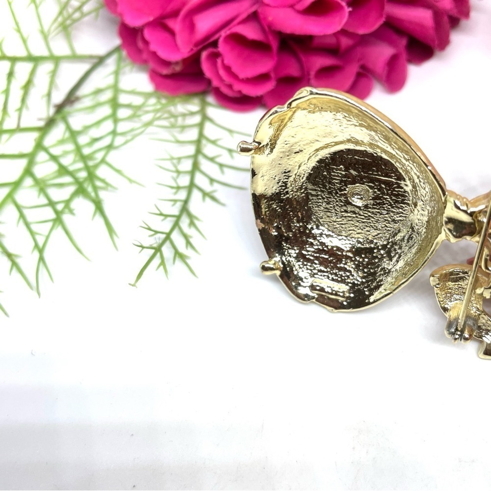 VINTAGE⚜️RARE AJC Ornate Golden Telephone Brooch - Picture 8 of 10